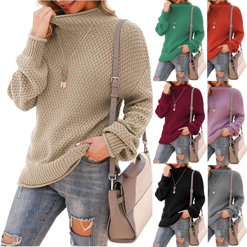 Damen Strickpullover mit hohem Kragen und strukturierter Optik Drune