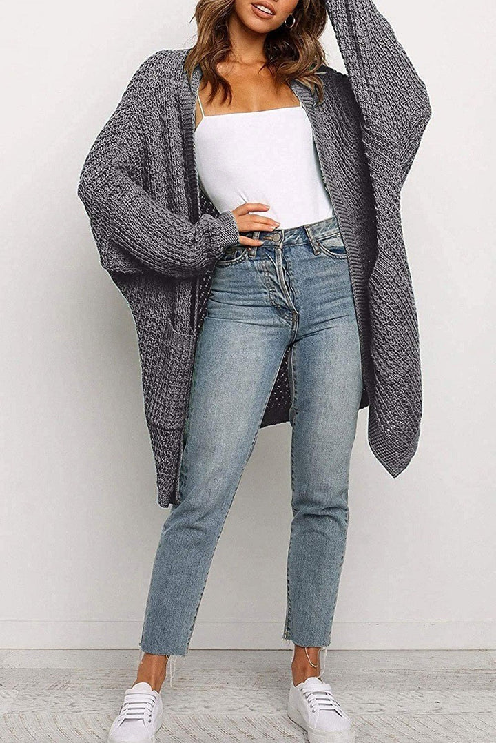 Damen lässiger Strickcardigan mit Taschen und offenem Schnitt Drune