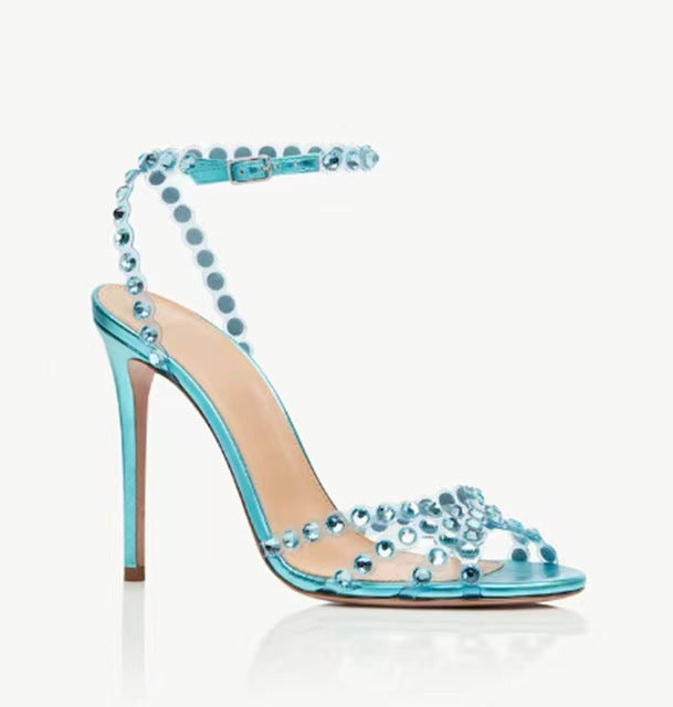 Damen atemberaubende High-Heel Knöchelriemen Sandalen mit dekorativen Perlenakzenten Drune