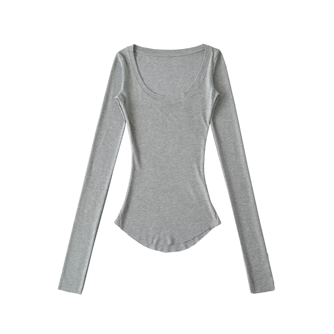 Damen Langarmshirt mit elegantem Rundhalsausschnitt und figurbetonendem Schnitt Drune