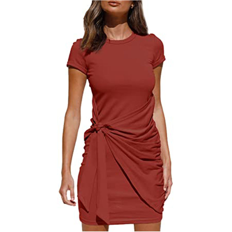 Damen Rüschens Mini Kleid mit seitlichem Bindeband Drune