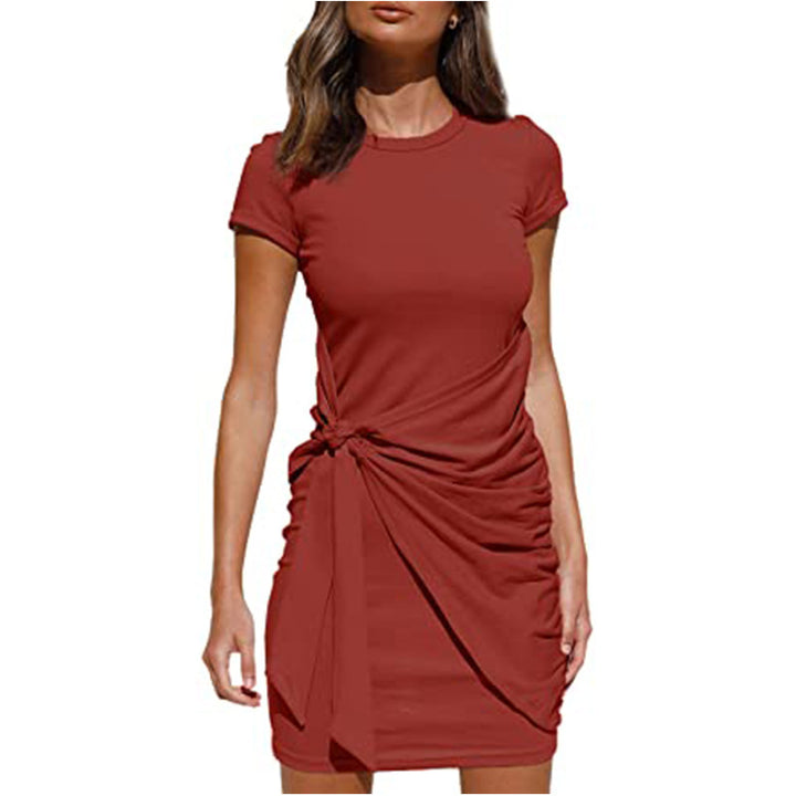 Damen Rüschens Mini Kleid mit seitlichem Bindeband Drune