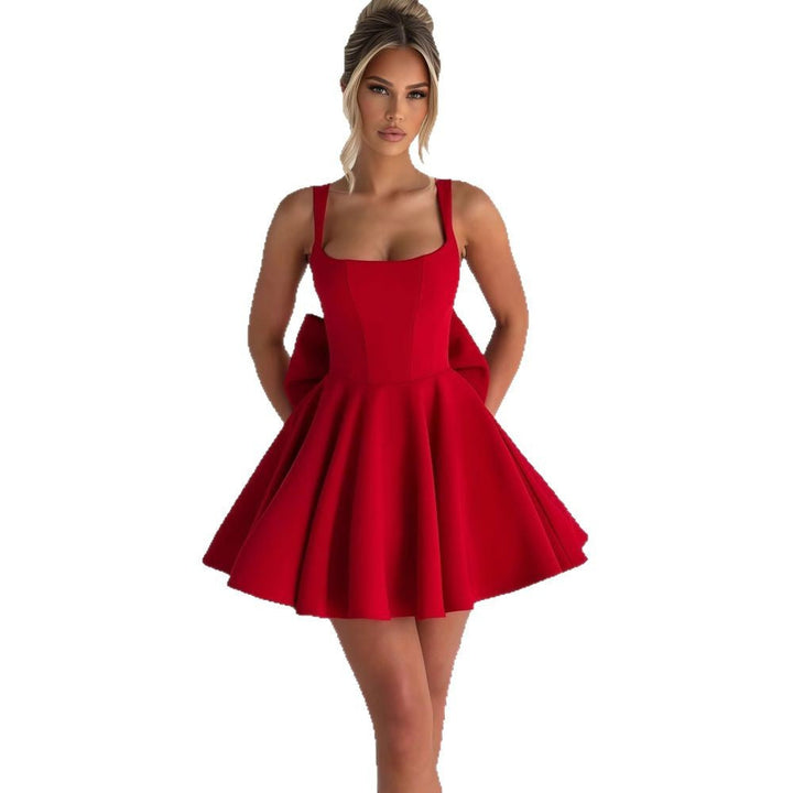 Damen Cocktailkleid mit oversized Schleifen-Design und fließendem Rock Drune