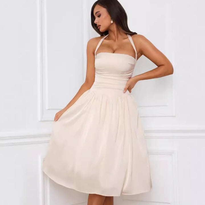 Damen Cocktailkleid mit schickem schulterfreiem Design und elegantem Volantabschluss Drune