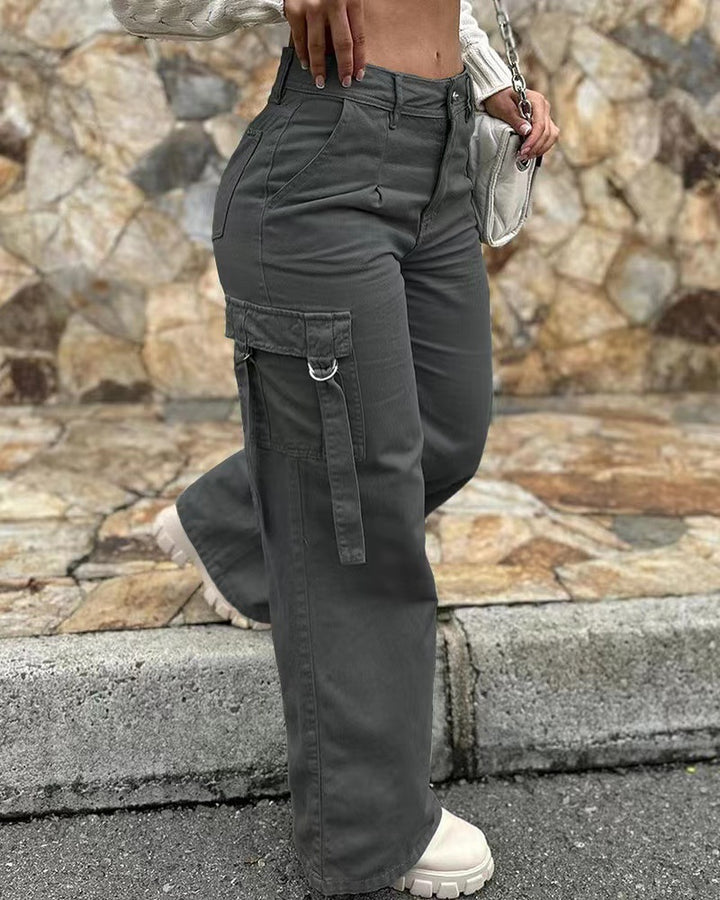 Damen Modische Cargo-Hose mit vielseitigen Taschen und lässigem Schnitt Drune