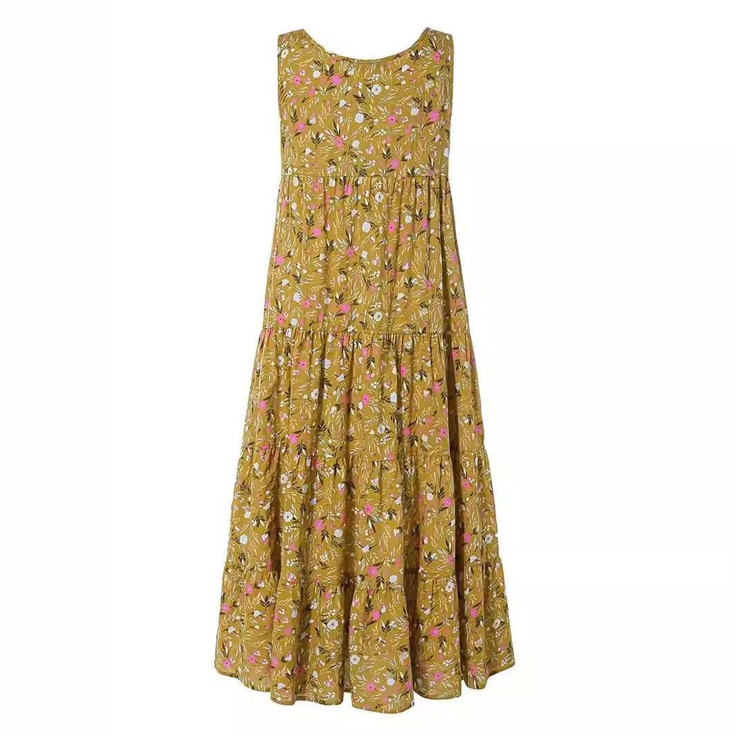 Damen Langes Freizeitkleid mit floralem Design Drune