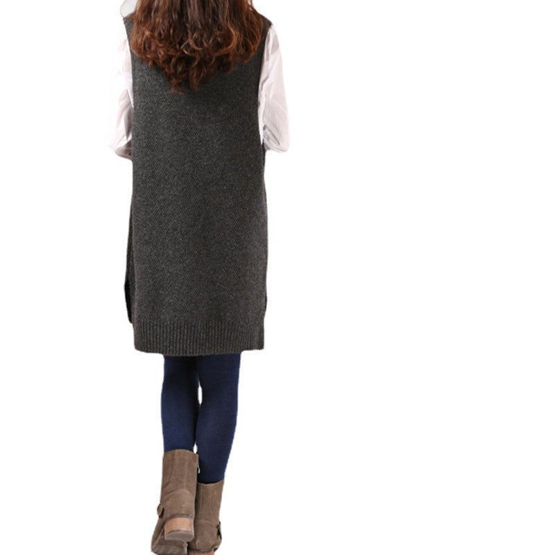 Damen Strickweste mit tiefem V-Ausschnitt und praktischen Taschen Drune