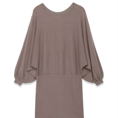 Damen luftiges Kleid mit weitem Schnitt und eleganten Puffärmeln Drune