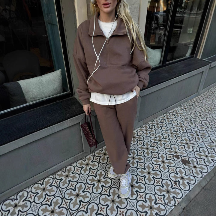 Damen lässiges Sweatshirt-Set mit elastischem Bündchen Drune