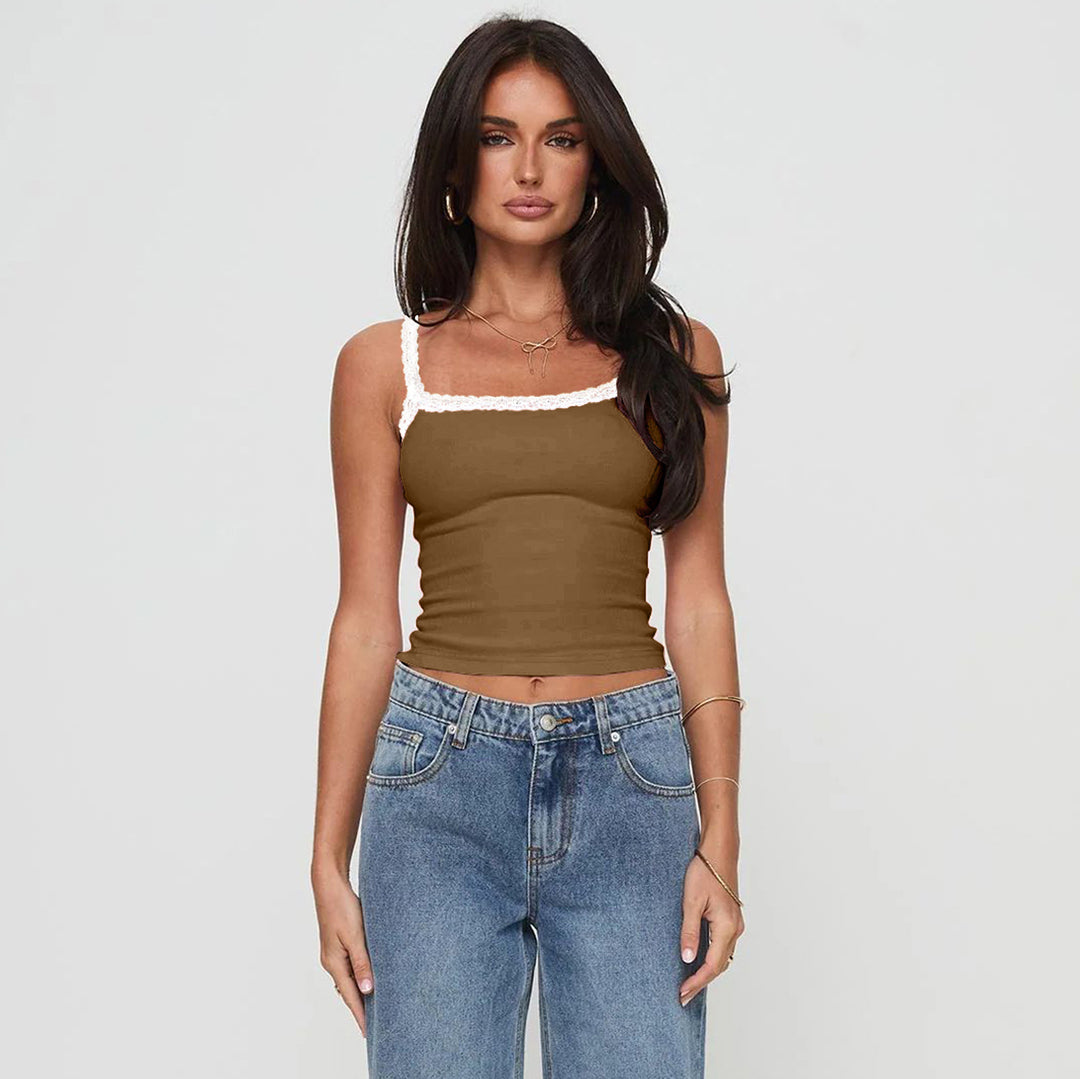 Damen Top mit Spitzenakzenten Drune