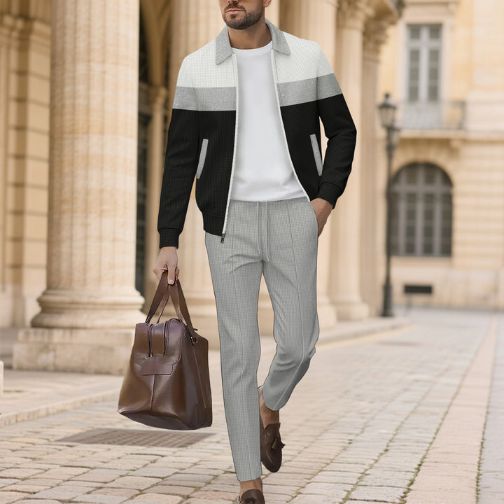 Herren moderdne Freizeitjacke mit kontrastierendem Design und lässigen Chinohosen Drune