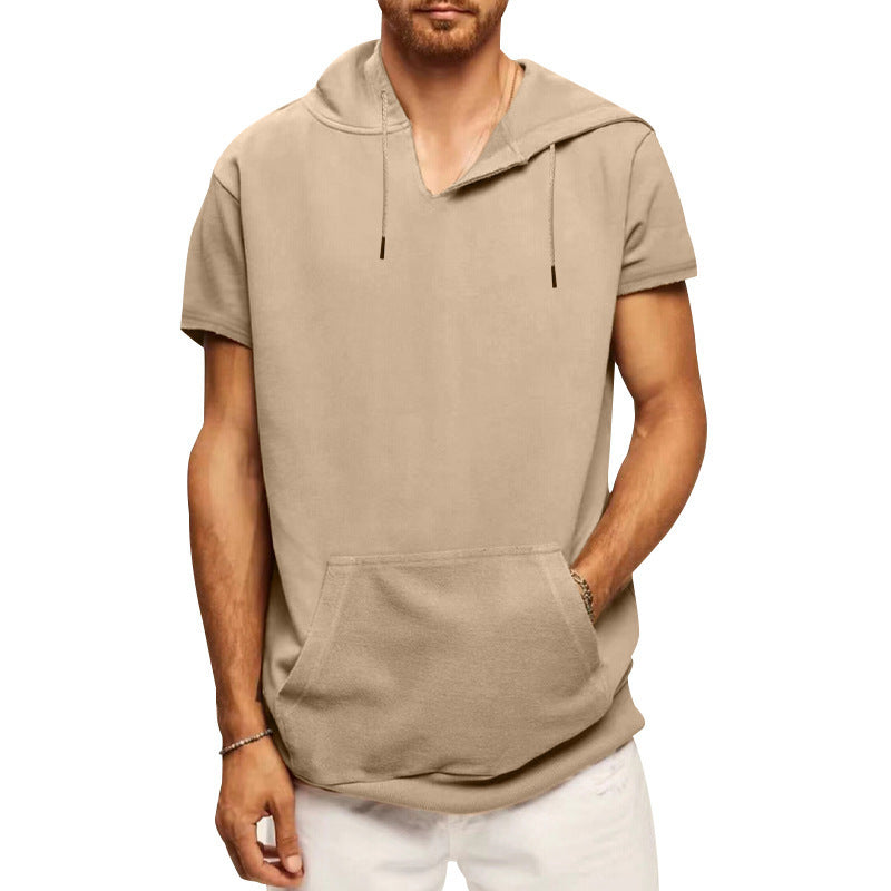 Herren lässiges Kapuzen-T-Shirt mit Fronttasche und modernem Schnitt Drune