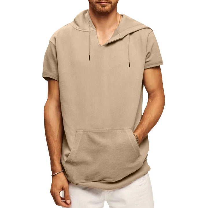 Herren lässiges Kapuzen-T-Shirt mit Fronttasche und modernem Schnitt Drune