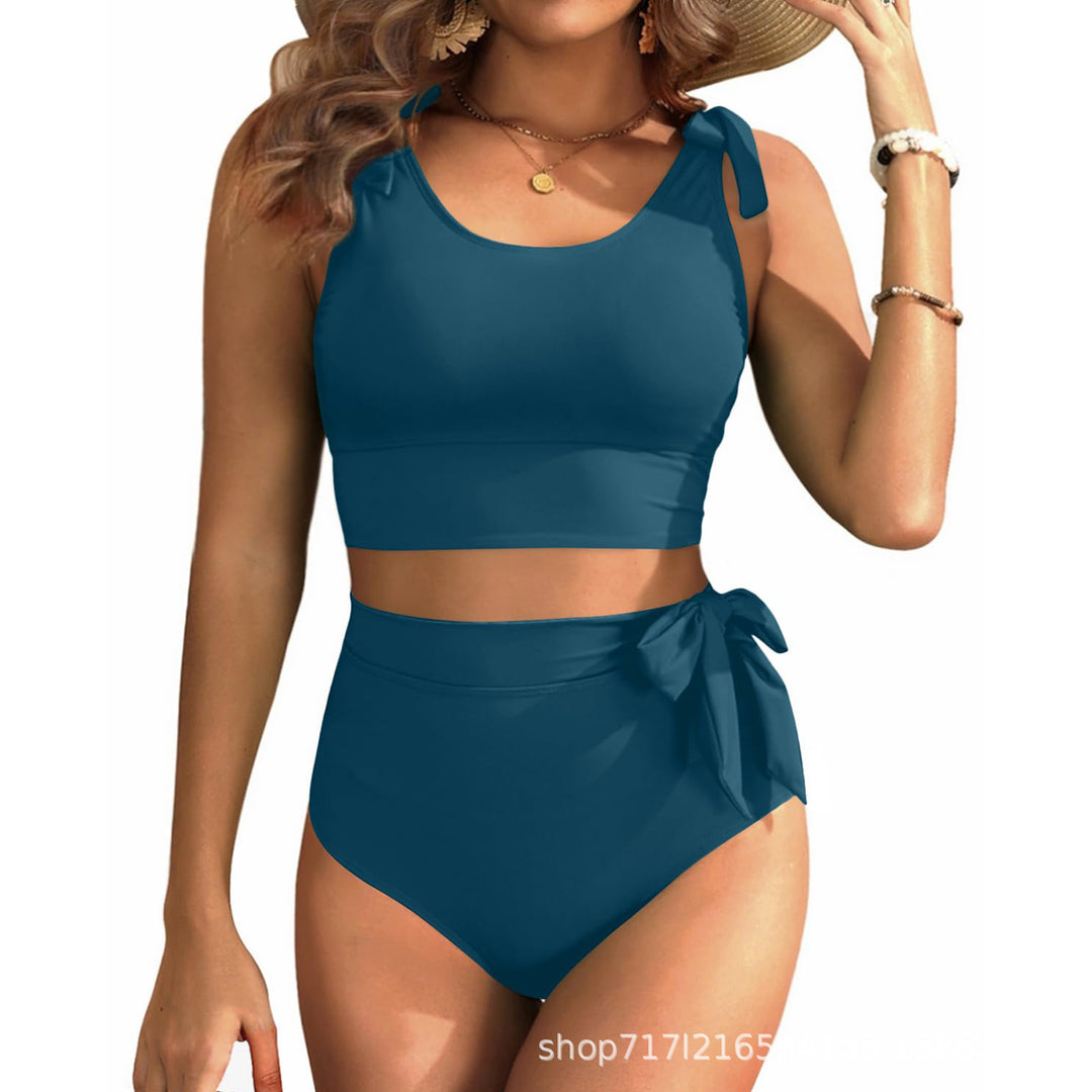 Damen Hochtailliertes Bikini-Set mit knotenverziertem Oberteil Drune