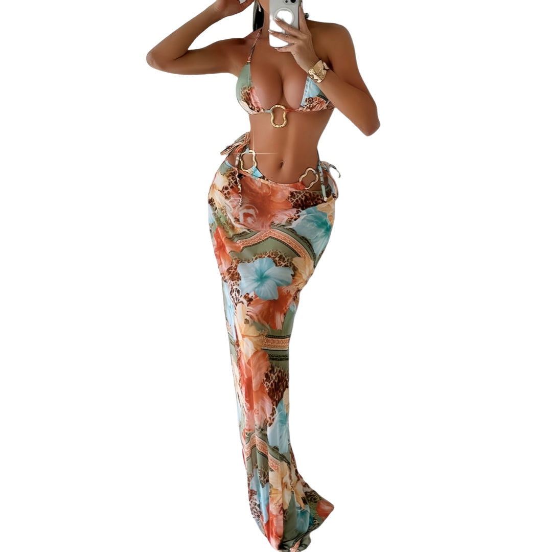 Damen Elegant geschnittenes Strandkleid mit floralem Design Drune
