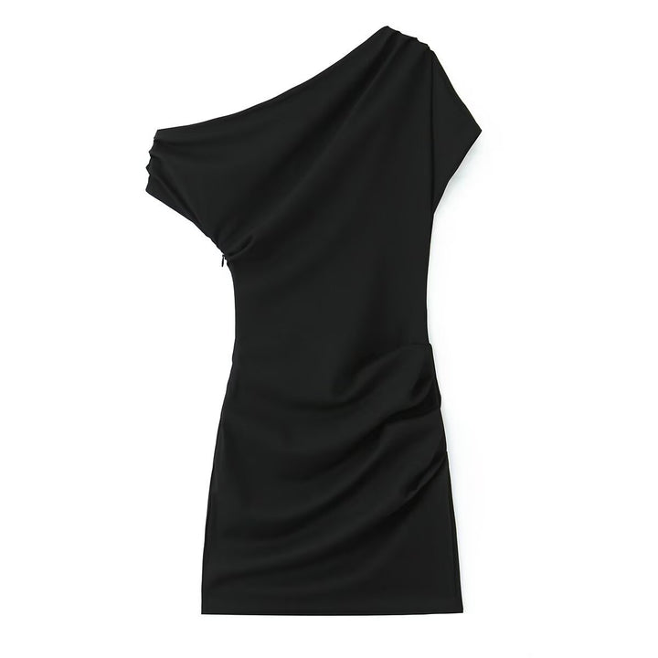 Damen asymmetrisches Cocktailkleid mit drapiertem Design Drune