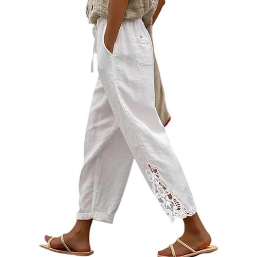 Damen Leichte und luftige Sommerhose im Boho-Stil mit Stickerei Drune