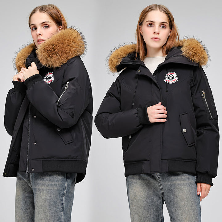 Damen Sportliche Pufferjacke mit abnehmbarem Kunstfellkragen und praktischen Taschen Drune