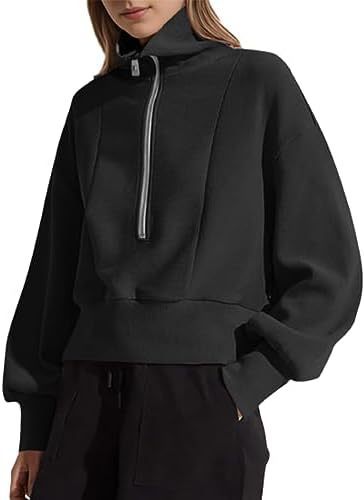 Damen sportlicher Zip-Pullover mit hohem Kragen Drune