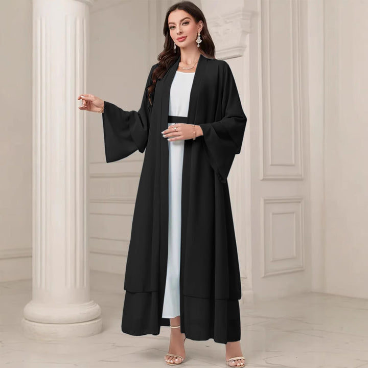 Damen Elegante lange Kimono-Jacke aus fließendem Stoff mit weitem Schnitt Drune