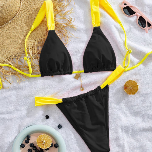 Damen Triangel-Bikini mit verstellbaren Trägern und modischem Farbkontrast Drune