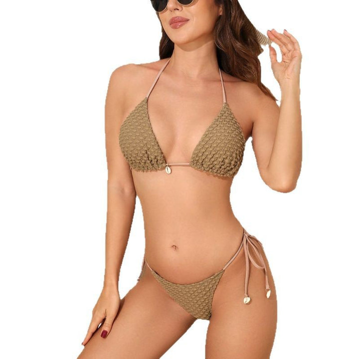 Damen Triangel-Bikini mit strukturierter Textur und verstellbaren Bändern Drune