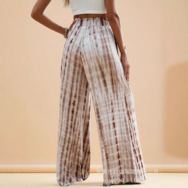 Damen Weit geschnittene Sommerhose mit elastischem Bund und einzigartigem Batikmuster Drune