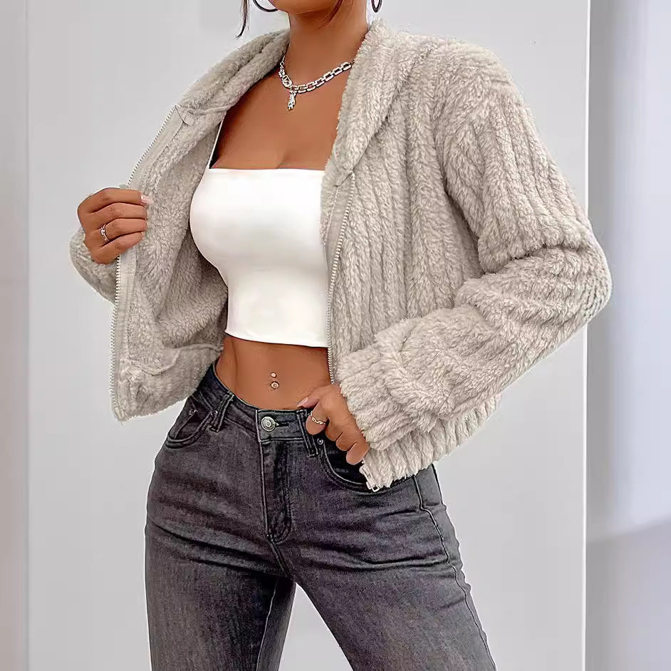 Damen Rotationsjacke aus kuscheligen Fleece mit Hohem Kragen Drune