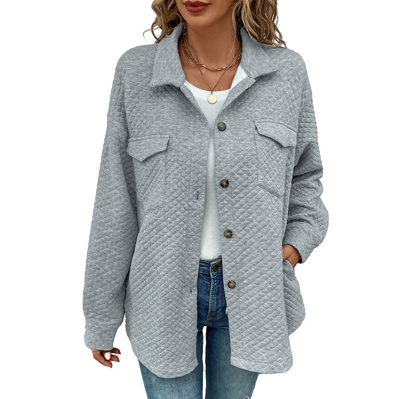 Damen lässige Jacke mit strukturiertem Design und praktischen Taschen Drune
