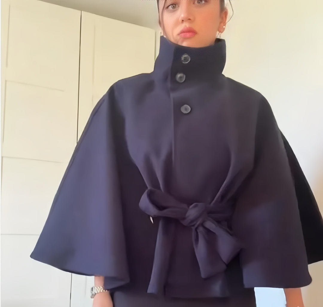 Damen elegante Überwurfjacke mit modernem Knopfdetail Drune