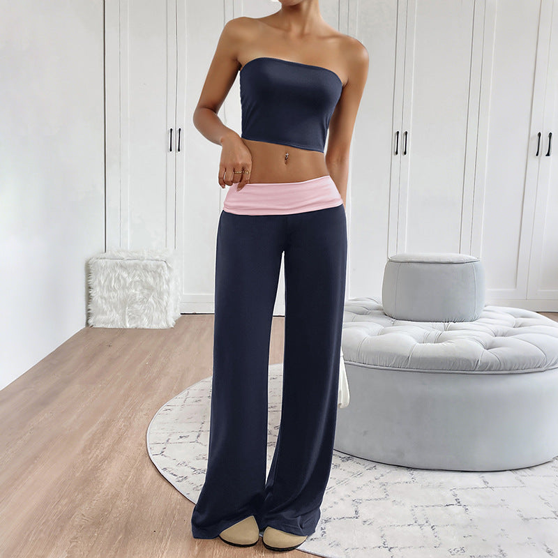 Damen Lounge-Set mit Bandeau-Oberteil und weiter Hose Drune