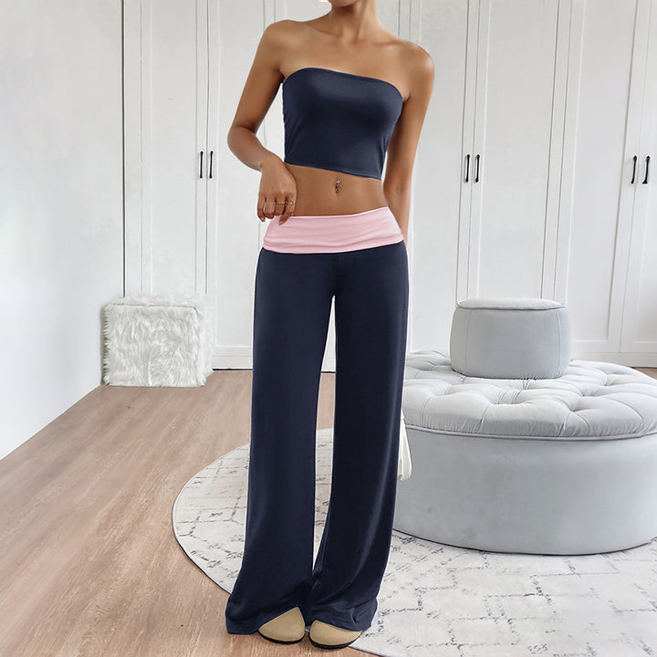 Damen Lounge-Set mit Bandeau-Oberteil und weiter Hose Drune
