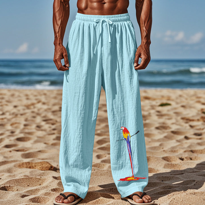 Herren Strandhose aus leichtem, atmungsaktivem Gewebe mit buntem Print Drune