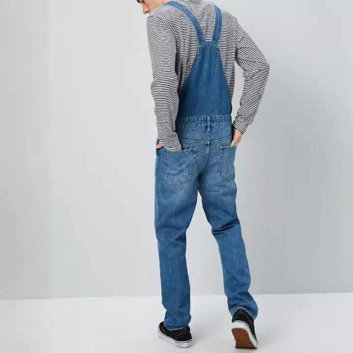 Herren Denim Latzhose im Vintage-Stil mit regulierbaren Trägern und praktischen Taschen Drune