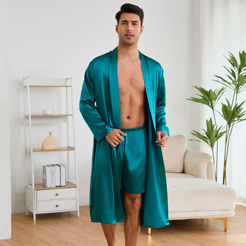 Herren Satin Morgenmantel mit luxuriösem Finish und praktischen Taschen Drune