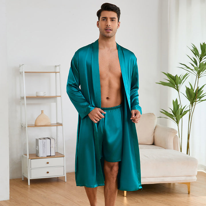 Herren Satin Morgenmantel mit luxuriösem Finish und praktischen Taschen Drune