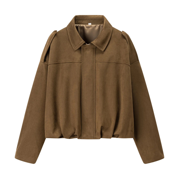 Damen modische cropped Jacke mit bequemen Bündchen und elegantem Kragen Drune