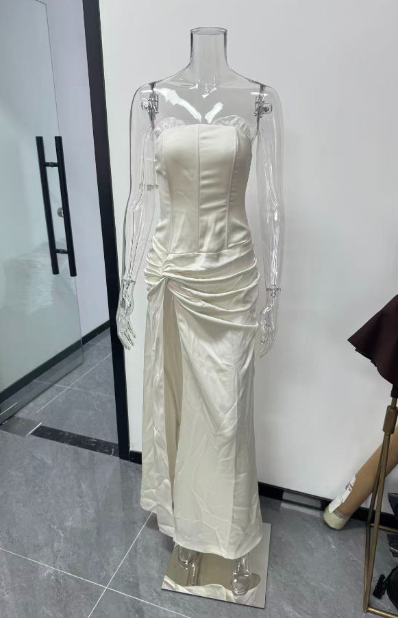 Damen Elegantes langes Abendkleid mit raffiniertem Drapierungsdesign Drune