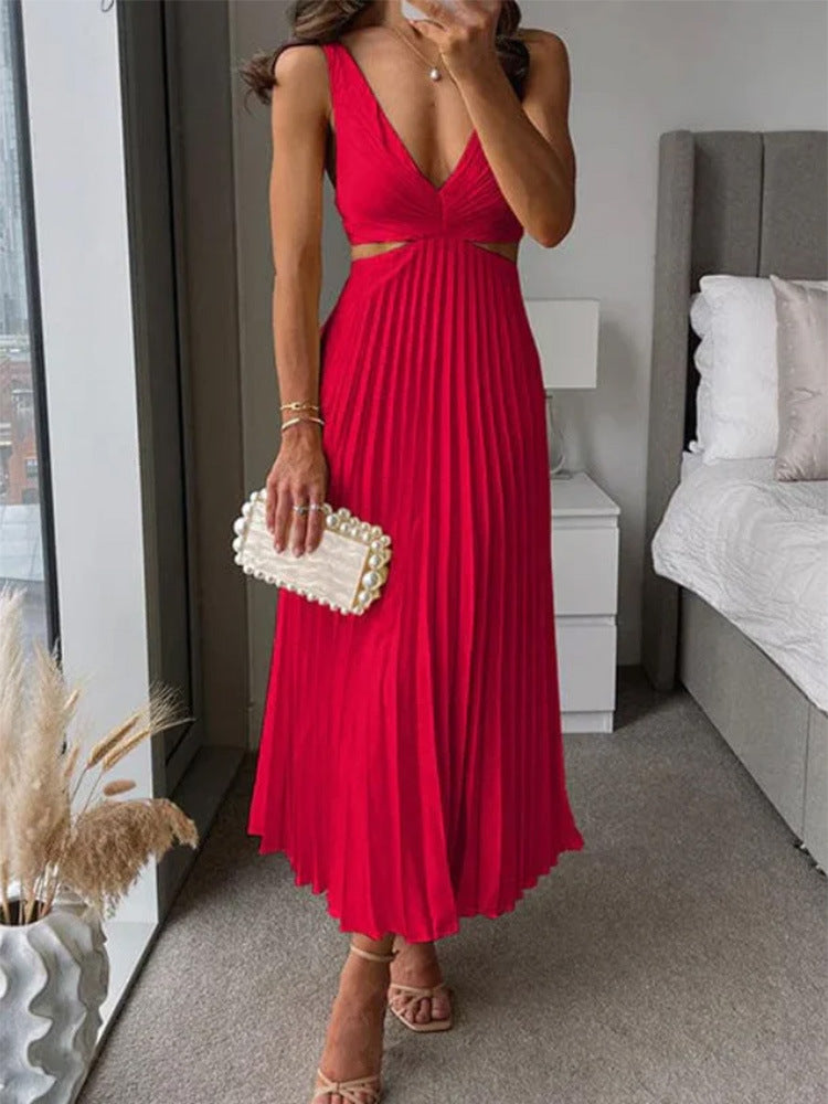 Damen Maxikleid mit plissiertem Design und kunstvollen Cut-Out-Details Drune