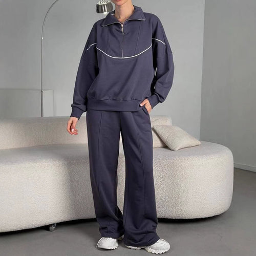 Damen Fleece Trainingsanzug mit Reißverschluss Drune