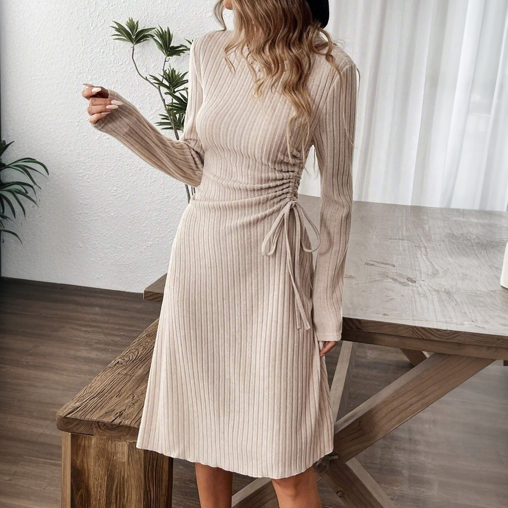 Damen Midikleid mit raffiniertem Raffungseffekt und seitlichem Bindegurt Drune