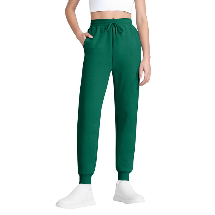Damen nan schlanke hochgeschnittene Jogginghose mit Tunnelzug, Eingrifftaschen und Bündchen Drune