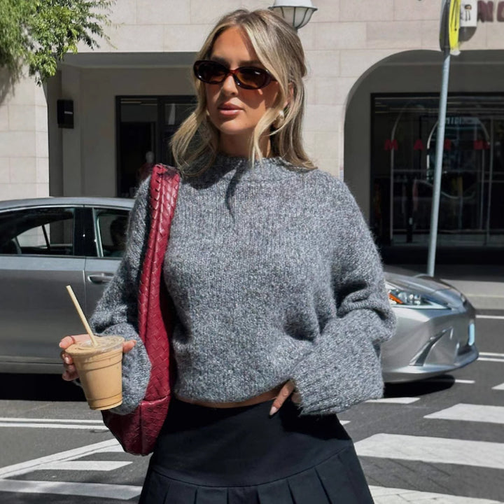 Damen kuscheliger Strickpullover mit weitem Schnitt und Struktur Drune