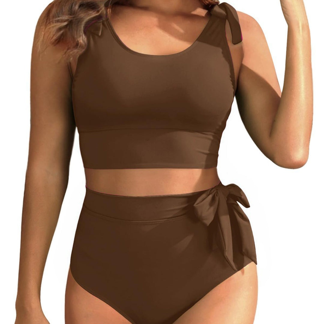 Damen Hochtailliertes Bikini-Set mit knotenverziertem Oberteil Drune