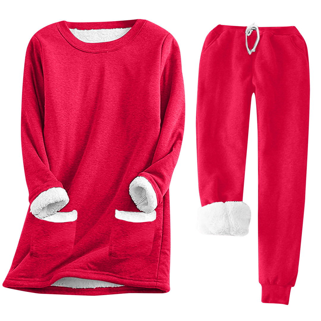 Damen Kuschelige Loungeanzug mit Fleece-Innenfutter und praktischen Taschen Drune