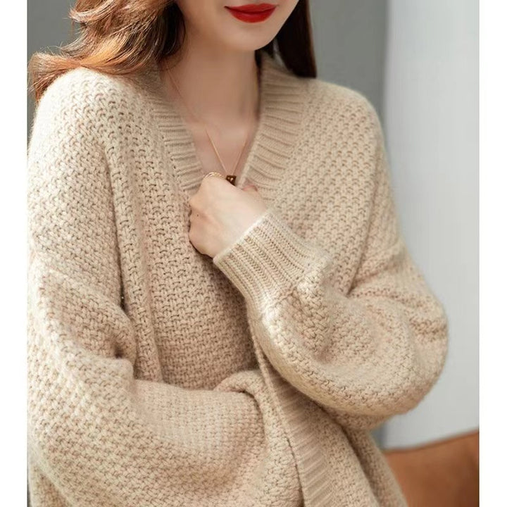 Damen lässiger Strickcardigan mit oversized Schnitt und besonderen Texturen Drune
