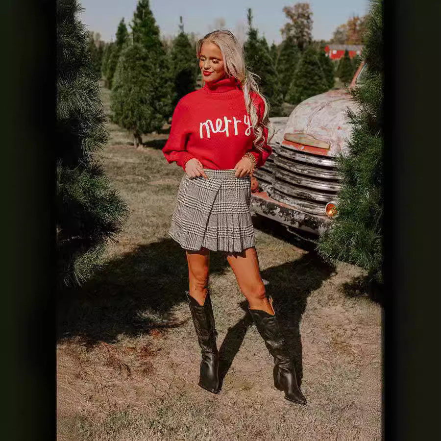Damen Rollkragenpullover mit lustigem Weihnachtsmotiv Drune