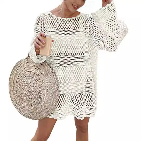 Damen luftiges Häkelkleid Drune