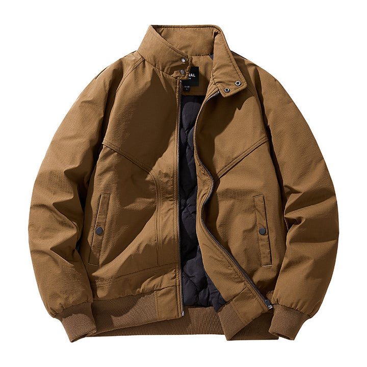 Herren o-Isolierte Bomberjacke mit Stehkragen und Paspeltaschen Drune
