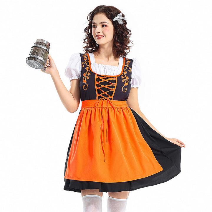 Damen nan traditionelles Dirndlkleid mit dekorativer Schnürung und abnehmbarer Schürze Drune